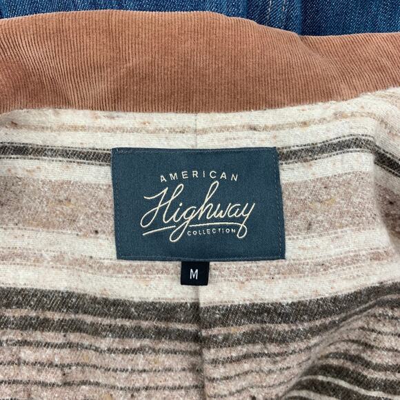 AMERICAN HIGHWAY Size M Blue Contrast Stitch Cotton Denim Jacket - Picture 6 of 6